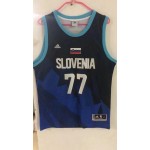 Luka Doncic 77 Maglia Nero Blu Slovenia National Basketball Team Uomo