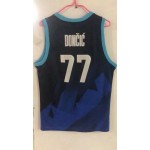 Luka Doncic 77 Maglia Nero Blu Slovenia National Basketball Team Uomo