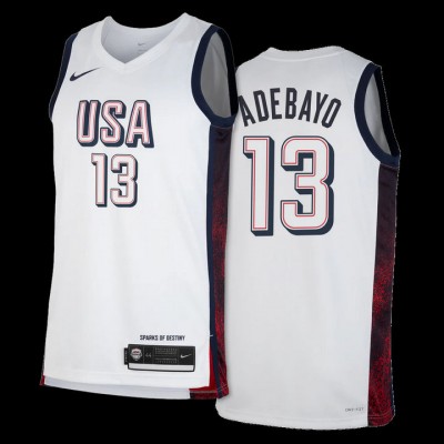 Maglia Bam Adebayo Nike 2024 USA Basketball Bianco Swingman