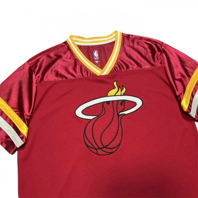 Maglia Miami Heat Ricamato Big logo Manica Corta Rosso