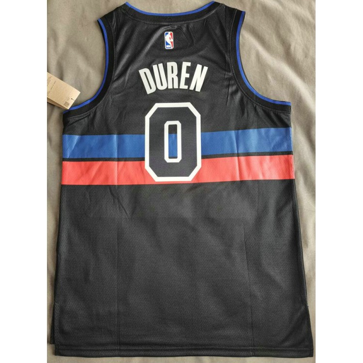 Maglia #0 Detroit Pistons Jalen Duren Nero 2022-23