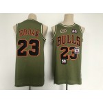 Maglia NBA 23 Michael Jordan Bulls military flight patchsVerde