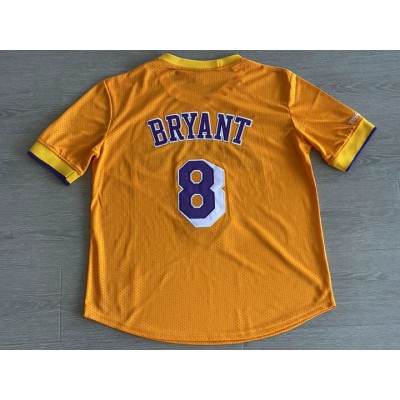 Maglia NBA 8 Kobe Bryant Lakers Mitchell & Ness Autentico sleeve Giallo