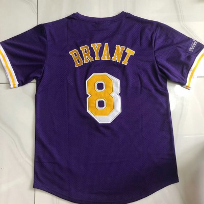 Maglia NBA 8 Kobe Bryant Lakers Autentico sleeve Viola