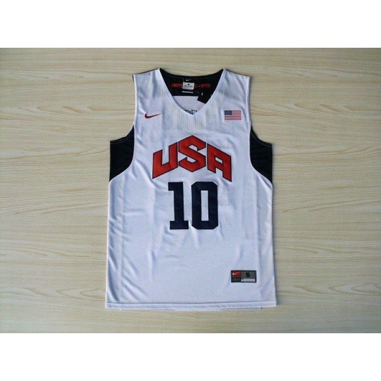 Maglia Nike 10 Kobe Bryant 2012 Team USA Olympics Bianco