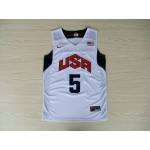 Maglia Nike 2012 Olympics Team USA 5 Kevin Durant Basketball Bianco