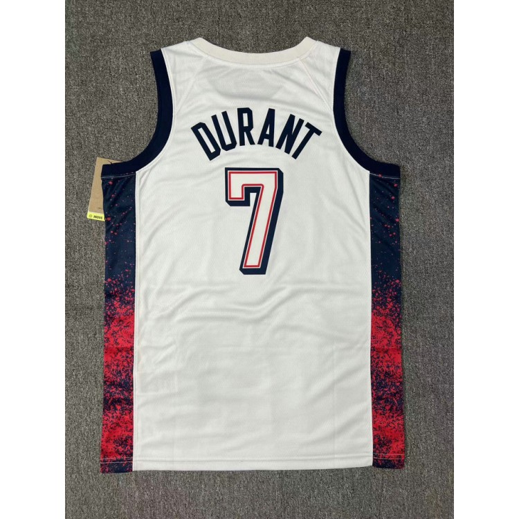 Maglia Nike Kevin Durant 7 Bianco USA Basketball 2024 Swingman Player Uomo