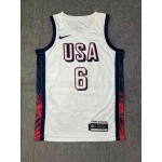 Maglia Nike Lebron James 6 Bianco USA Basketball 2024 Swingman Player Uomo