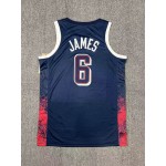 Maglia Nike Lebron James 6 Blu Navy USA Basketball 2024 Swingman Player Uomo