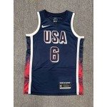 Maglia Nike Lebron James 6 Blu Navy USA Basketball 2024 Swingman Player Uomo