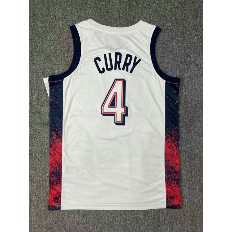 Maglia Nike Stephen Curry 4 Bianco USA Basketball 2024 Swingman Player Uomo