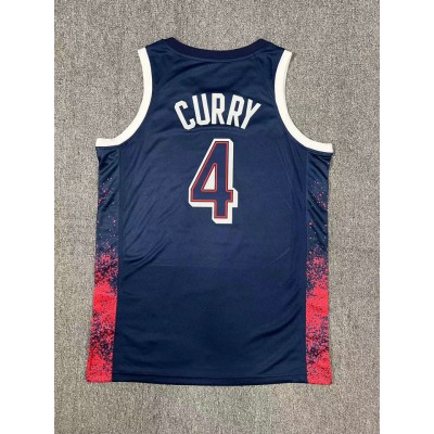 Maglia Nike Stephen Curry 4 Blu Navy USA Basketball 2024 Swingman Player Uomo