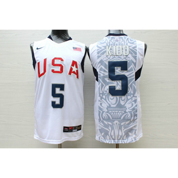 Maglia Nike Team USA 2008 Olympics Jason Kidd 5 Basketball Bianco