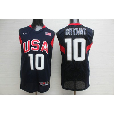 Maglia Nike Team USA 2008 Olympics Kobe Bryant 10 Basketball Blu