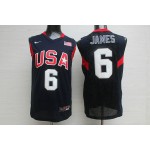 Maglia Nike Team USA 2008 Olympics LeBron James 6 Basketball Blu