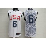 Maglia Nike Team USA 2008 Olympics LeBron James 6 Basketball Bianco