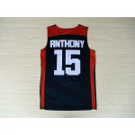 Maglia Nike Team USA Basketball 2012 London Olympics Carmelo Anthony 15 Blu