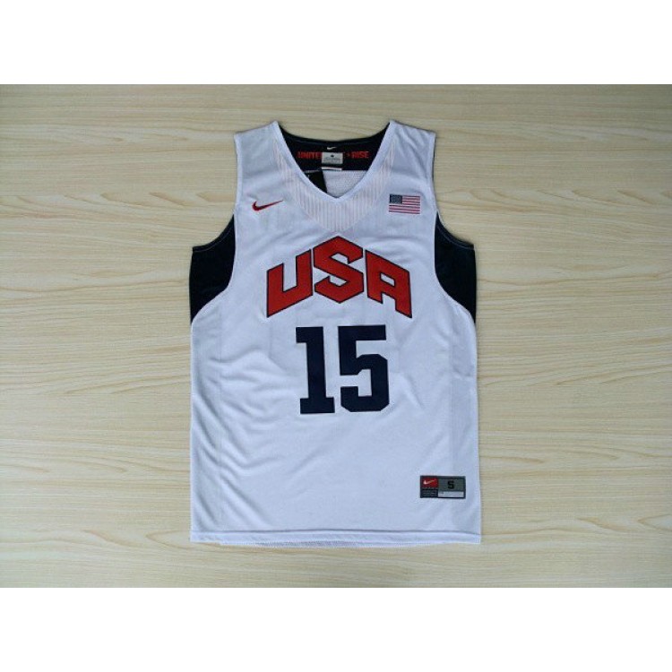 Maglia Nike Team USA Basketball 2012 London Olympics Carmelo Anthony 15 Bianco