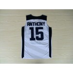 Maglia Nike Team USA Basketball 2012 London Olympics Carmelo Anthony 15 Bianco