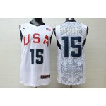 Maglia Nike Team USA Carmelo Anthony 15 2008 Olympic Basketball Bianco