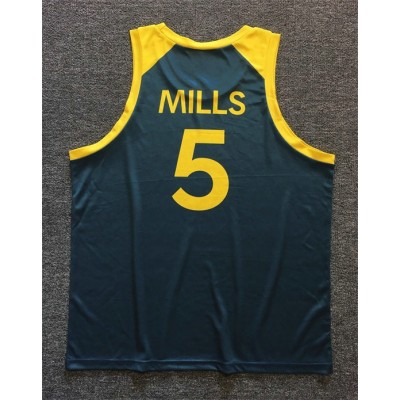 Patty Mills 5 Team 2022 Australia Basketball Maglia Blu Navy Uomo