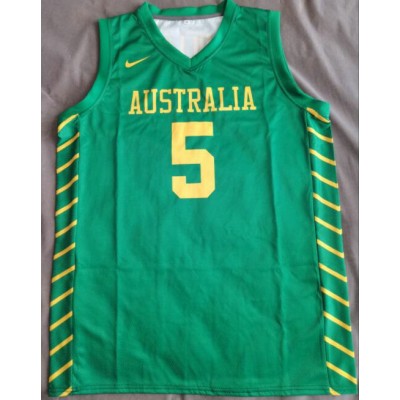 Patty Mills 5 Team Australia Basketball Maglia Verde Uomo