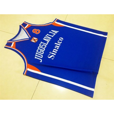 Maglia Peja Stojakovic 8 Team Jugoslavija Retro Basketball Blu Uomo