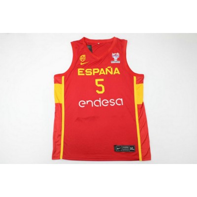 Rudy Fernandez 5 Spain 2022 FIBA EuroBasket Final Away Rosso Maglia Uomo