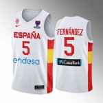 Rudy Fernandez 5 Spain 2022 FIBA EuroBasket Final Home Bianco Maglia Uomo