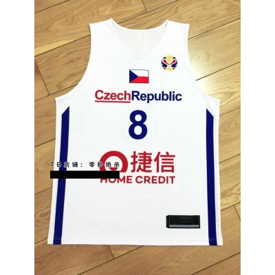 Tomas Satoransky 8 FIBA World Cup 2019 Team Czech Basketball Maglia Bianco Uomo