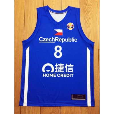 Tomas Satoransky 8 FIBA World Cup 2019 Team Czech Basketball Maglia Blu Uomo