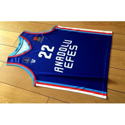 Maglia Vasilije Micic Nr. 22 Anadolu Efes Istanbul Euroleague Home Blu Uomo