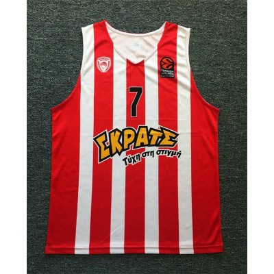 Maglia Vassilis Spanoulis 7 Olympiacos Piraeus Retro Basketball Uomo