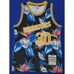 Maglia Warriors 30 Stephen Curry Nero 2009-10 Hardwood Classics Floral Fashion Swingman